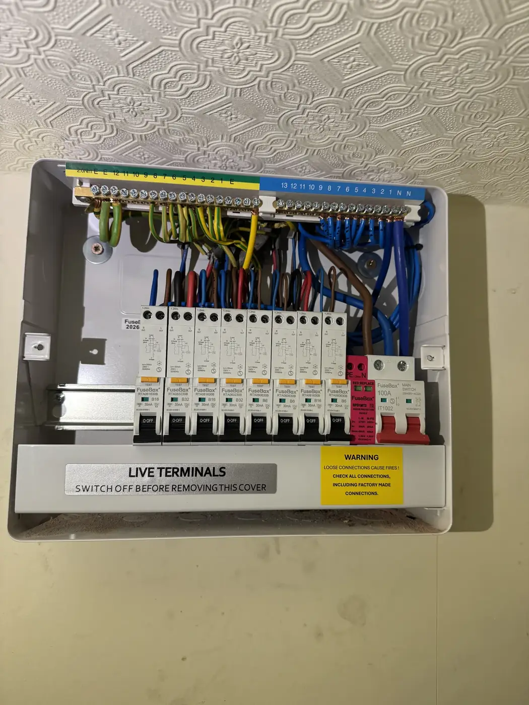 New consumer unit with RCBOs and surge protection fitted