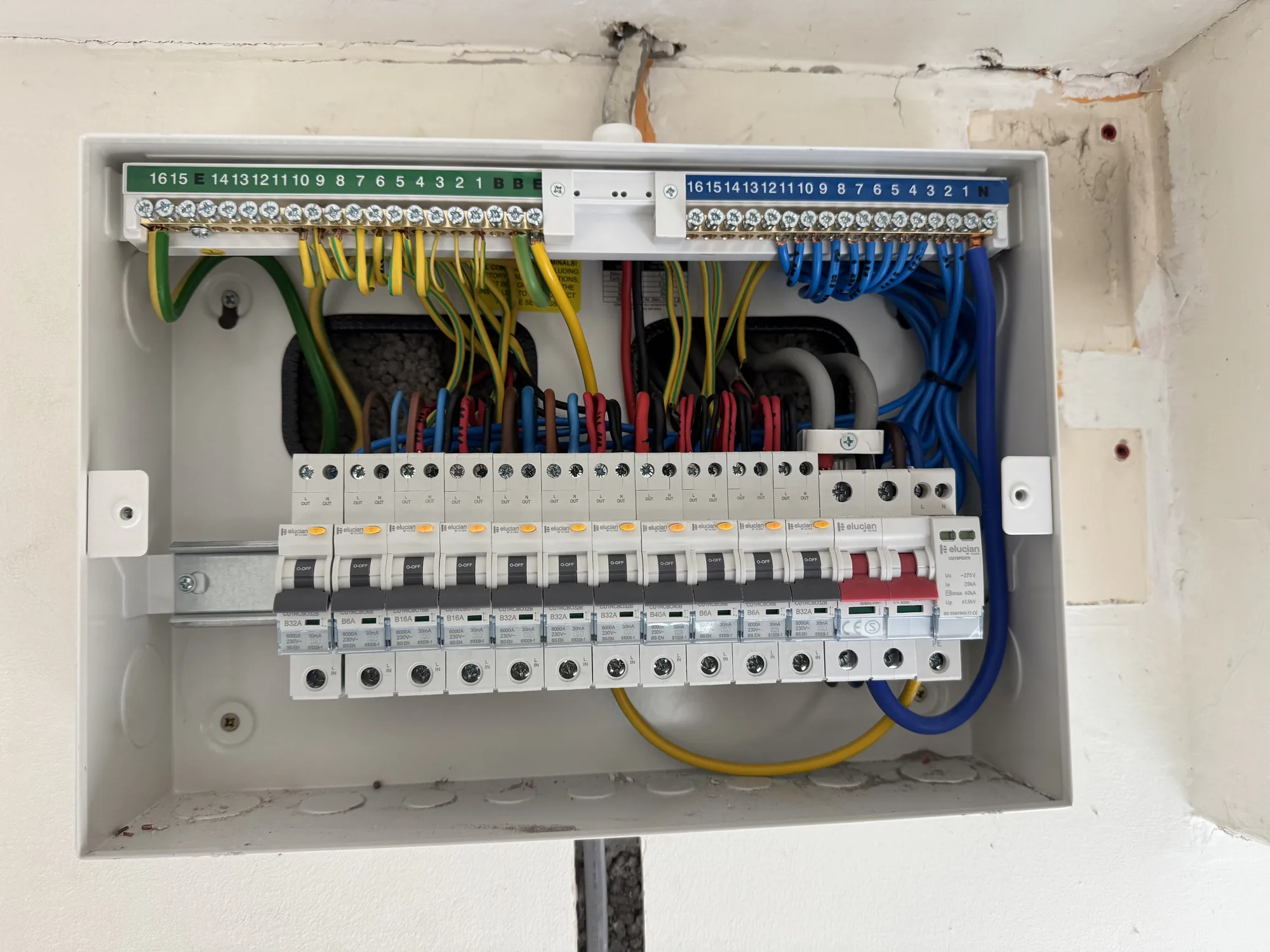 Consumer unit upgrade with tidy cable dressing and labelled terminals