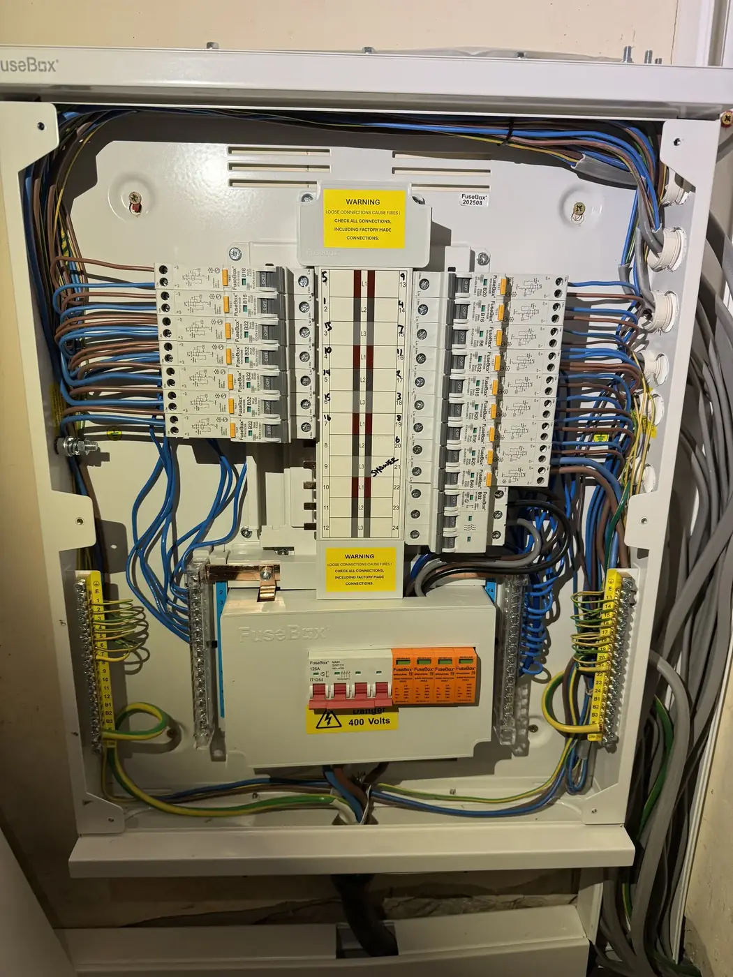 Larger distribution board with labelled circuits