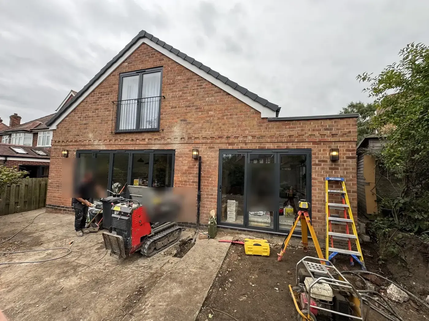 Rear of a house during a full rewire and extension project