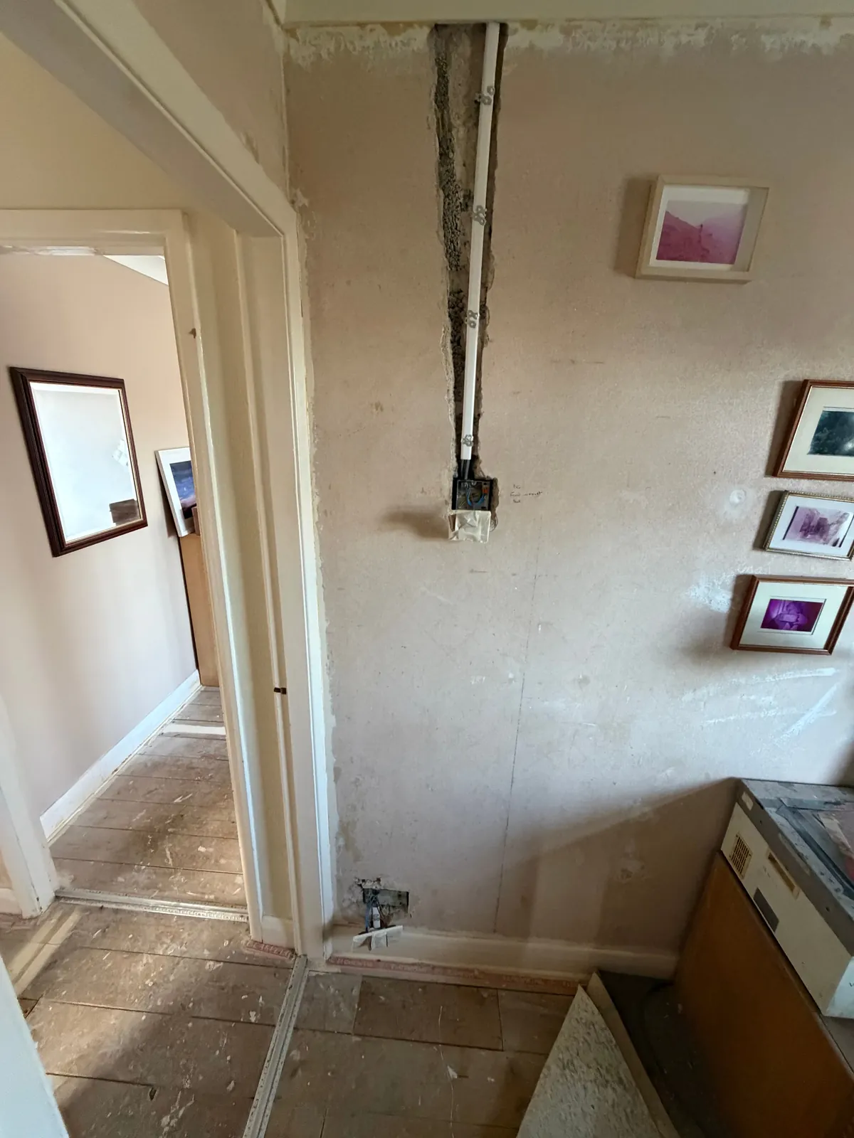 Cable chase to a new switch box on a landing